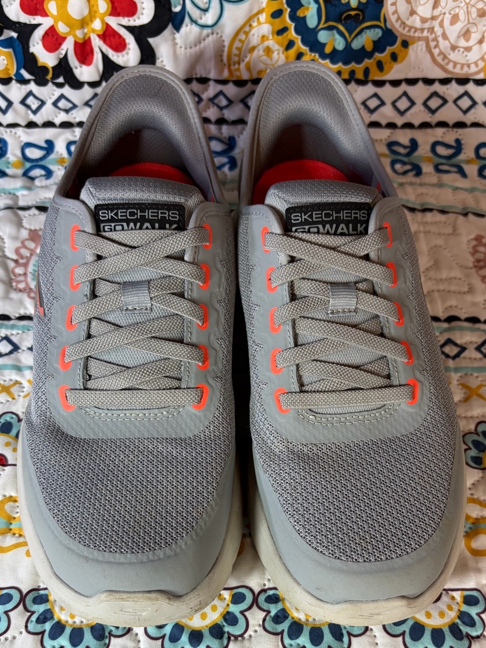 Skechers Gray Sneaker with Bright Orange Lining - Picture 1 of 8